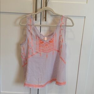 Xhilaration Lavender and Coral Embroidered Tank Top